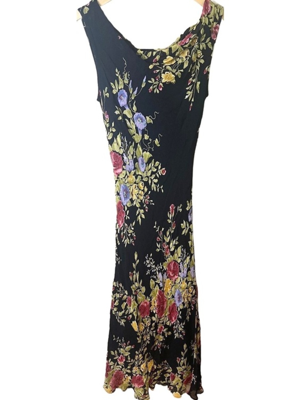 Vintage 90s Majick Floral Beaded Maxi Slip Dress Small Practical Magic